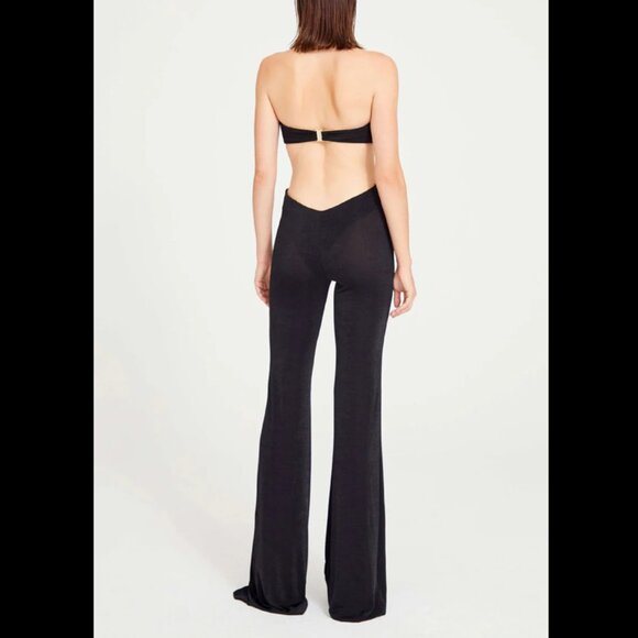 Night Novas "Kanako" Halter Backless Jumpsuit with Flower Detail - Picture 2 of 5